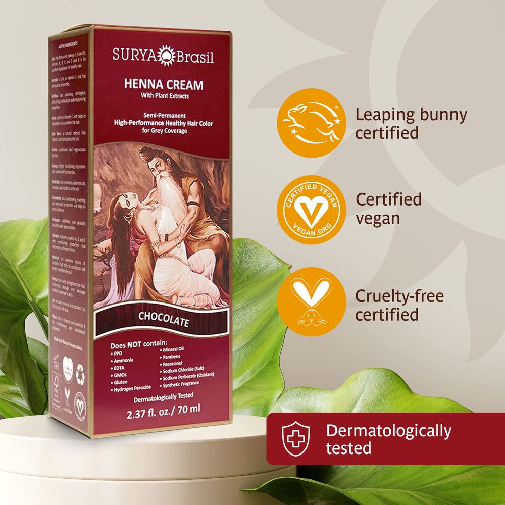 Surya Brasil Henna Crema Chocolate cobertura de canas, tono brillante.