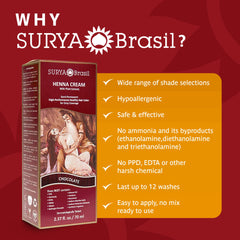 Surya Brasil Henna Crema Chocolate lista para aplicar, mezcla fácil para color natural.