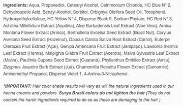 Surya Henna crema marrón oscuro, aplicación fácil para resultados uniformes y brillantes.