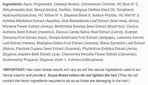 Surya Henna crema marrón oscuro, aplicación fácil para resultados uniformes y brillantes.