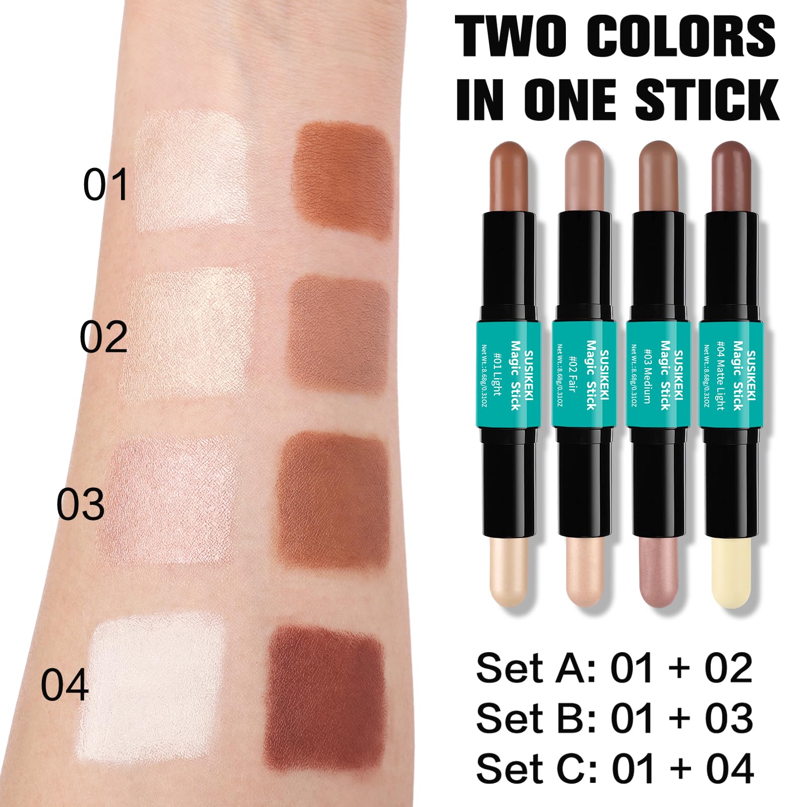 SUSIKEKI Contour Stick tono contorno 01 para definición suave.