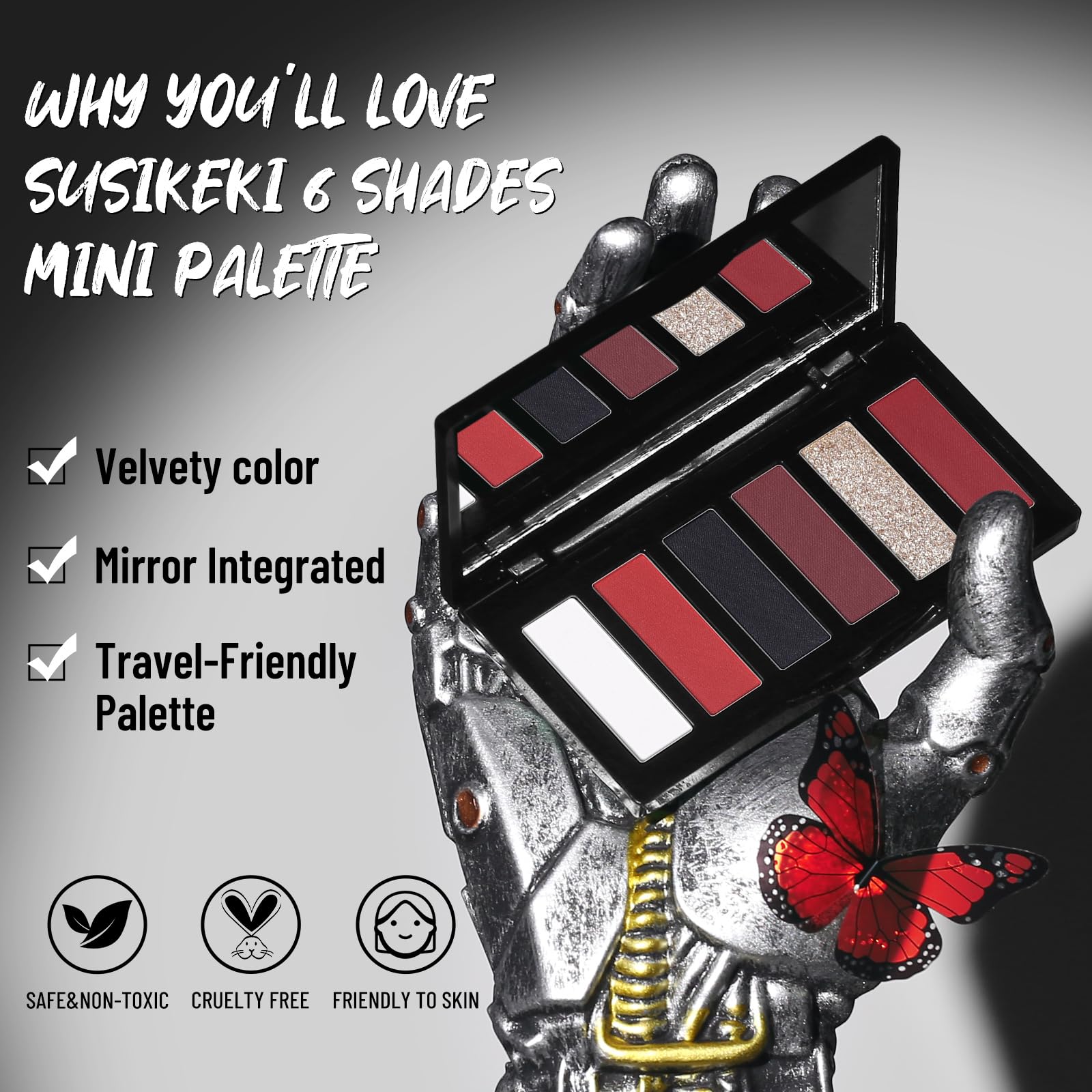 SUSIKEKI sombra roja mate para delineados nítidos y transiciones suaves.
