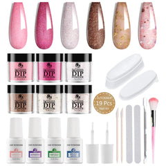 SUTOKAKA kit de inicio para uñas con polvos de inmersión de 6 colores para acabado duradero.