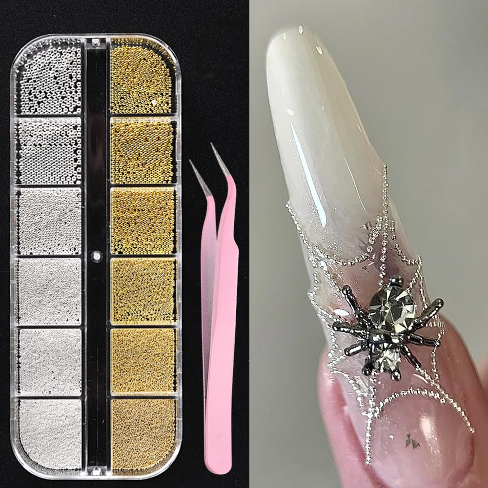 SUTOKAKA caviar doradas 0.6 mm para acabado fino en uñas