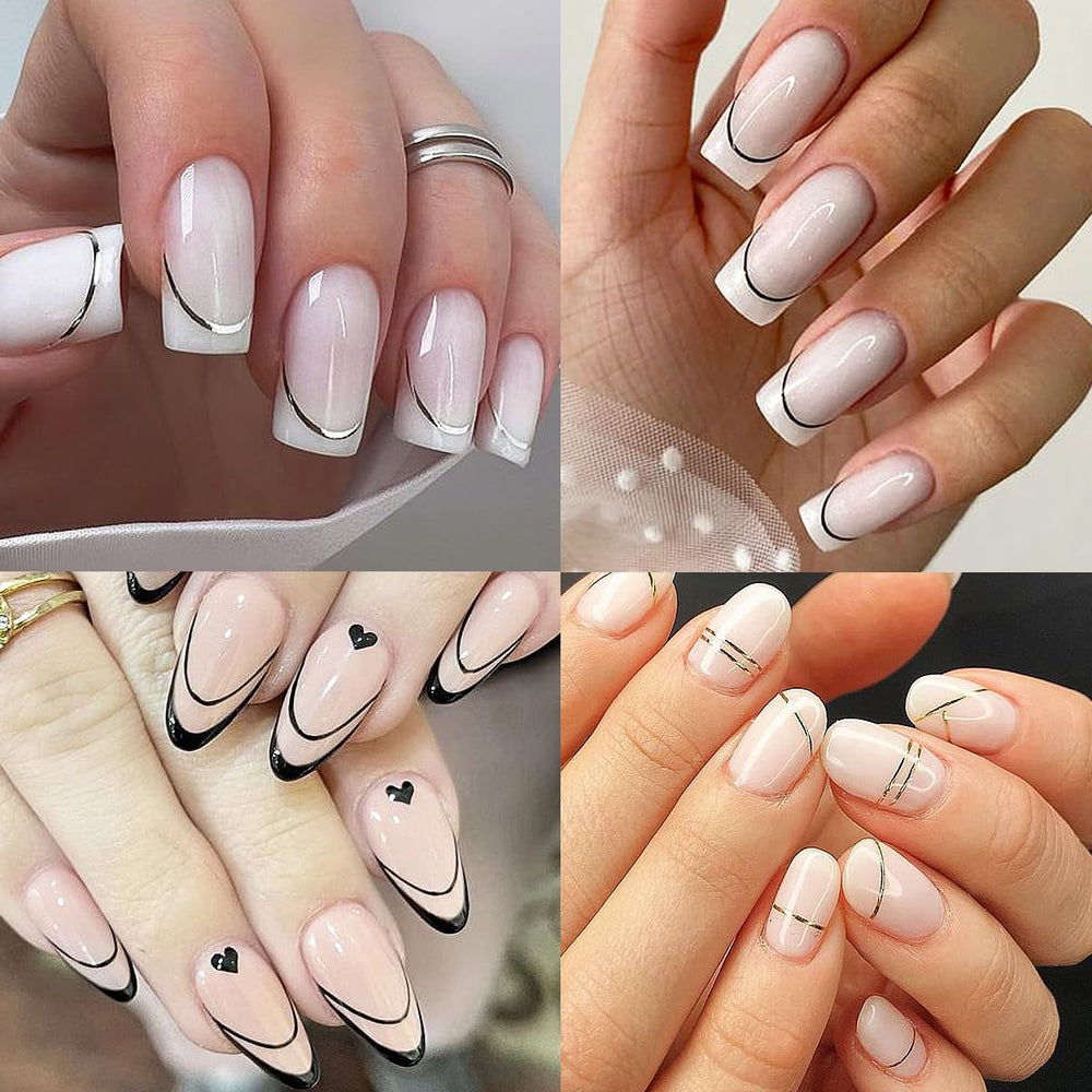 SUTOZMIWE arte de uñas estilo pegatina francesa para principiantes.