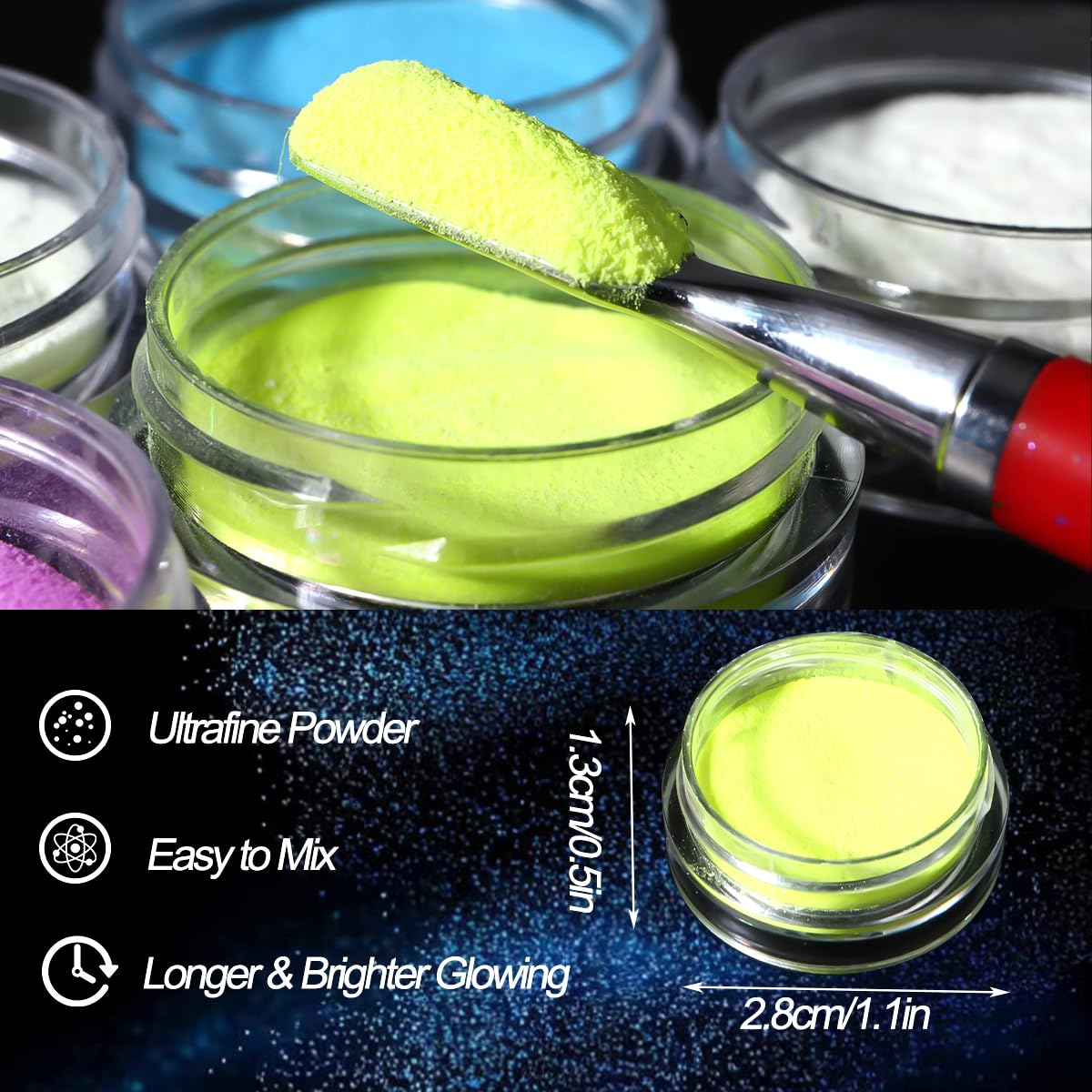 Polvo luminoso púrpura de SUTOZMIWE para uñas con efecto deslumbrante