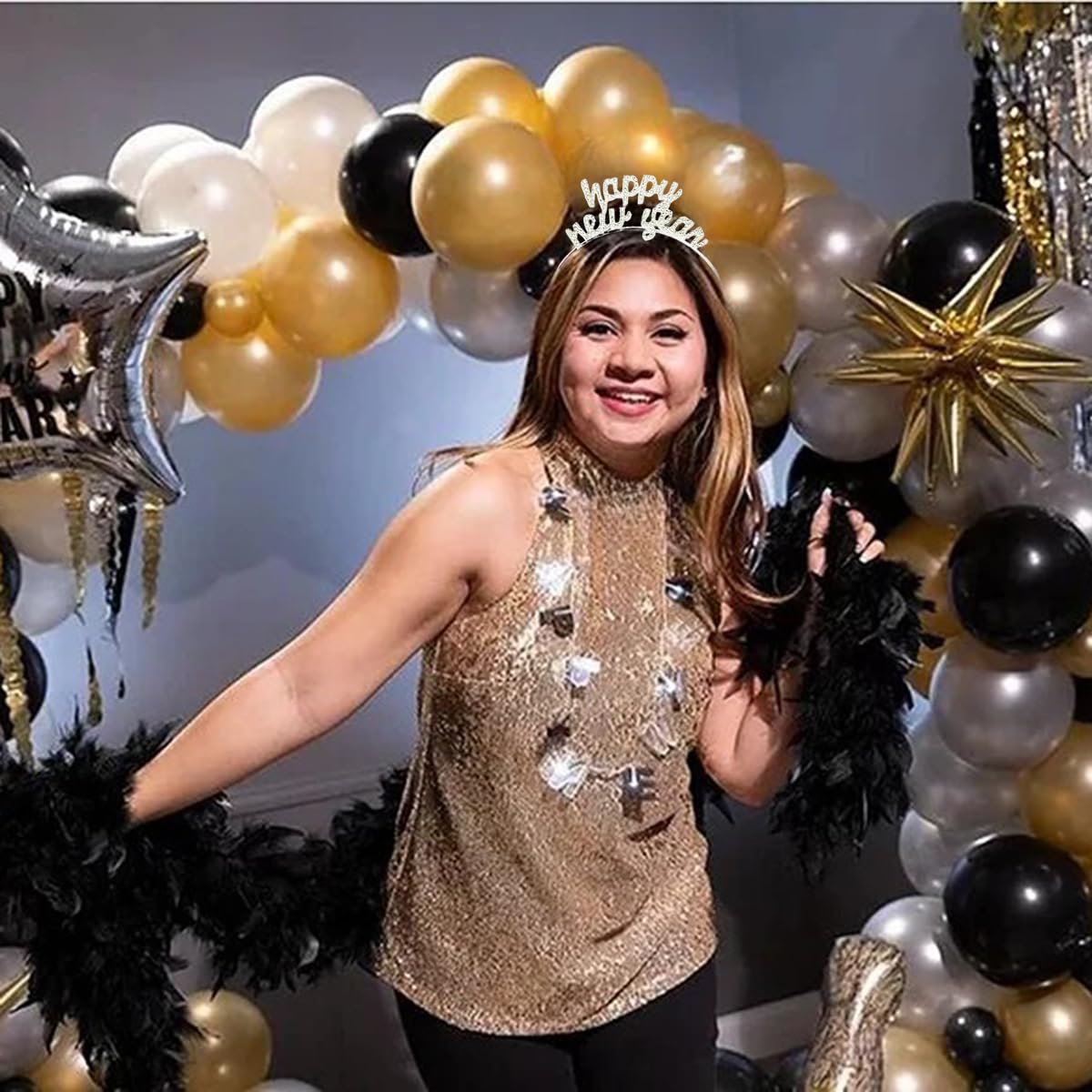 SUWOW escena festiva con tiara destellos para fotos
