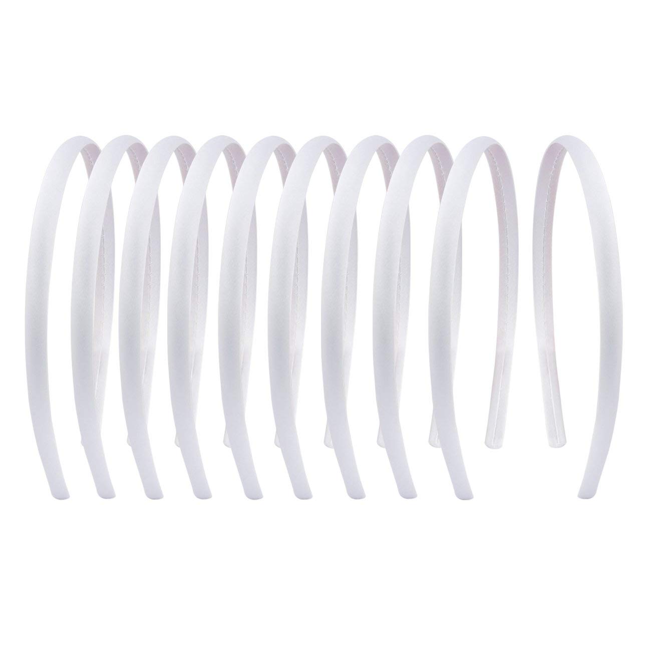 Diadema satinada blanca de Suyegirl 1 cm, suave y cómoda para uso diario.