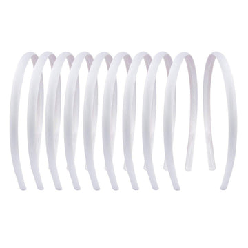 Diadema satinada blanca de Suyegirl 1 cm, suave y cómoda para uso diario.