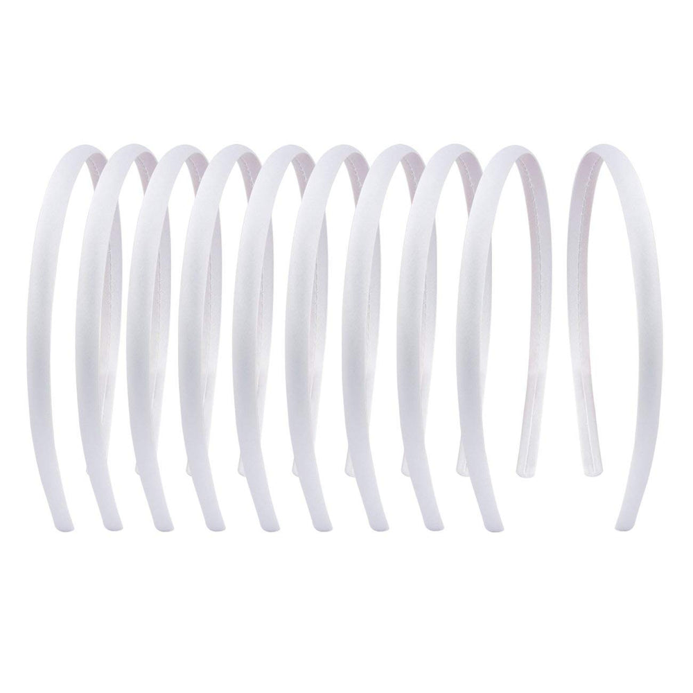 Diadema satinada blanca de Suyegirl 1 cm, suave y cómoda para uso diario.