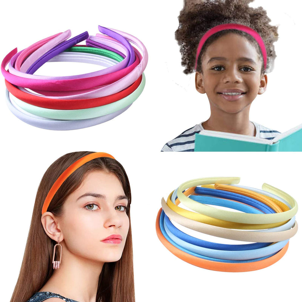 Suyegirl diadema satinada 1 cm, colores vibrantes para combinar estilos.
