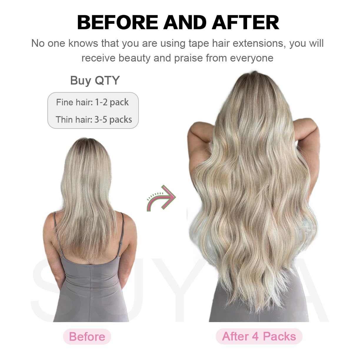 Extensiones SUYYA rectas de 18 pulgadas para volumen uniforme