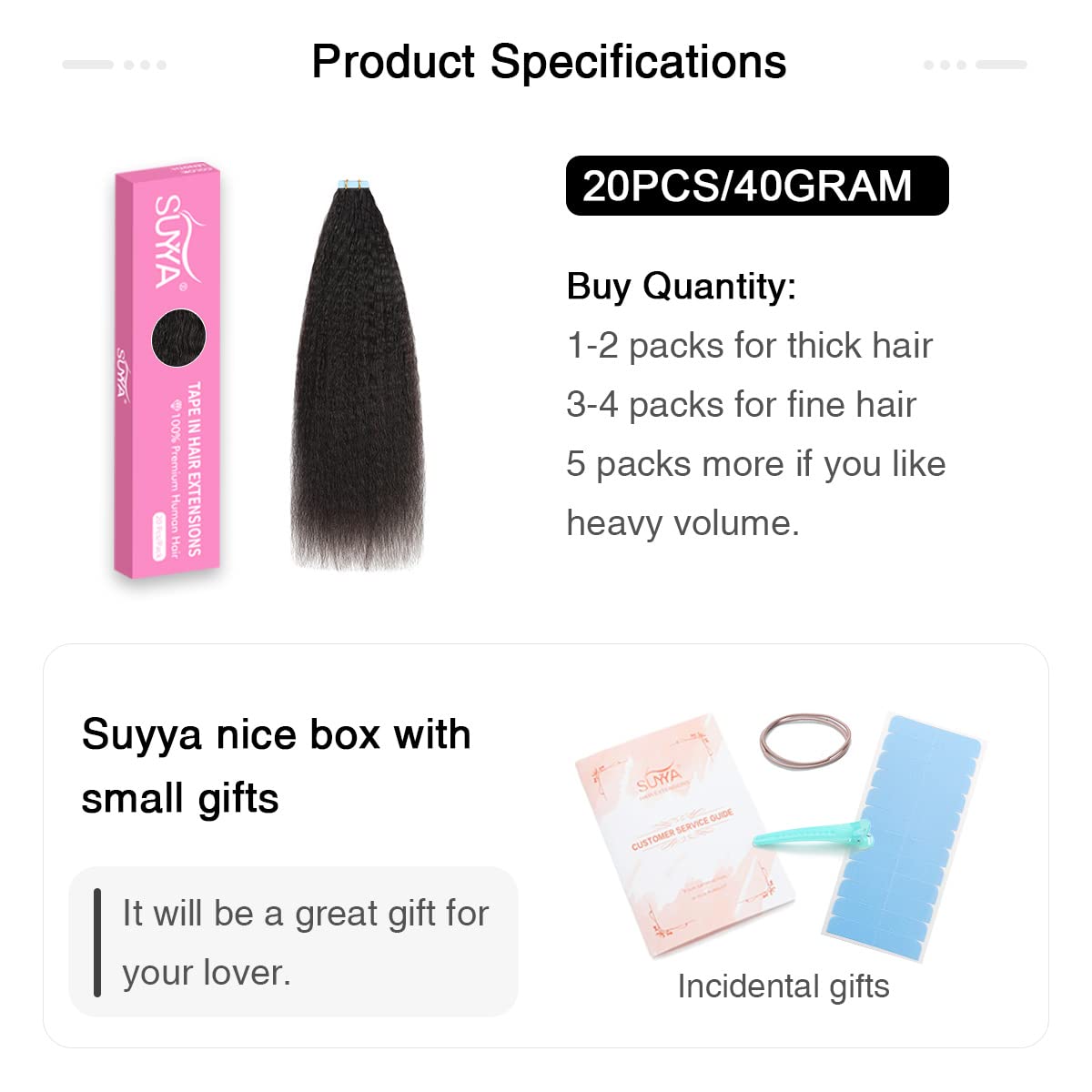 SUYYA: textura suave de pelo remy para un tacto natural