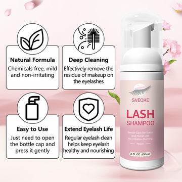 SVECKE Lash Shampoo Kit con cepillos de limpieza para lavado suave de pestañas.