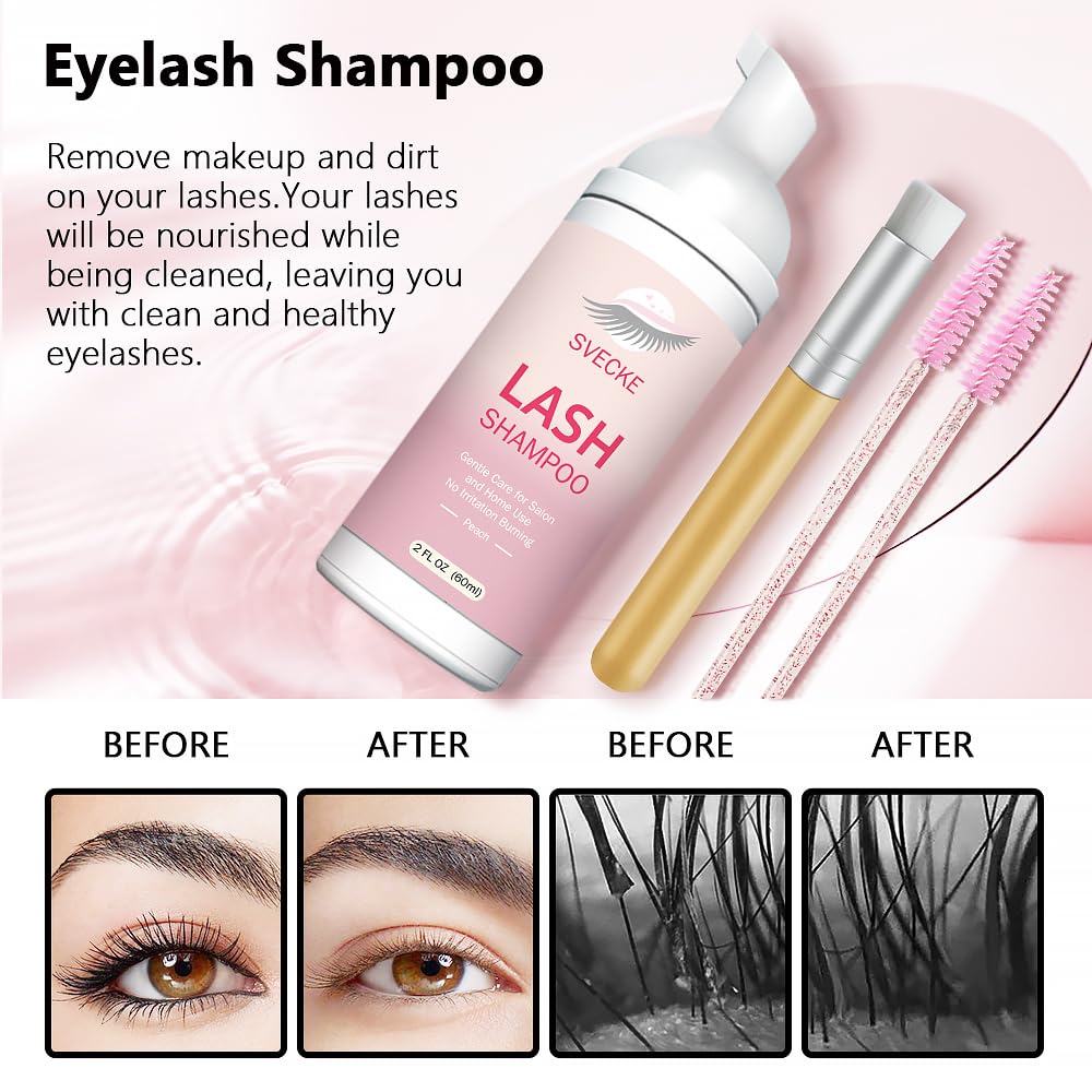 SVECKE Lash Shampoo Kit dispensador de presión para minimizar residuos.