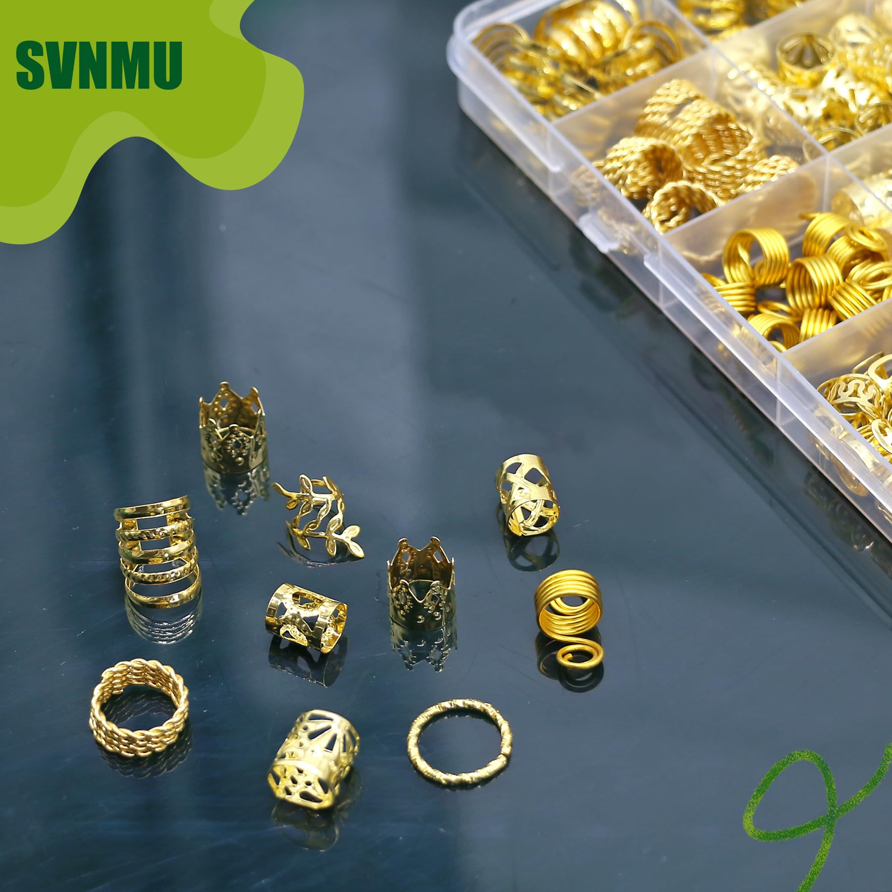 SVNMU accesorios dorados para cabello, ideales para looks diarios o festivales.