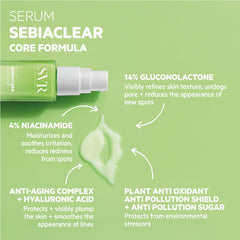 Application du matin SVR Sebiaclear, routine anti-brillance et peau lisse.