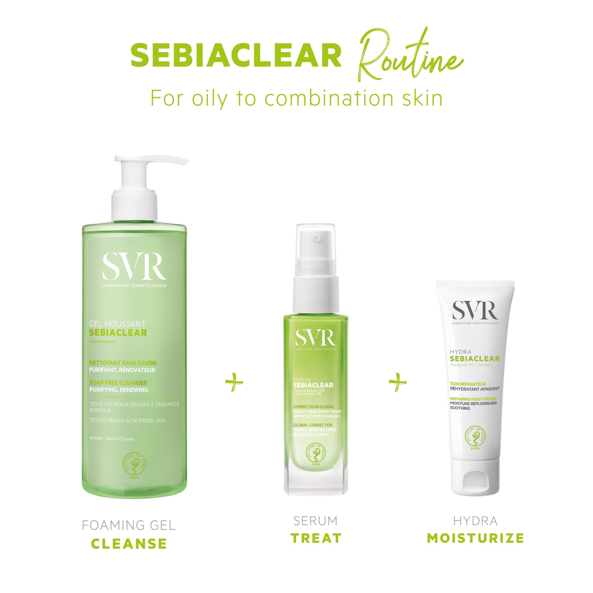 Uso en cuerpo con SVR Sebiaclear para zonas con exceso de sebo.