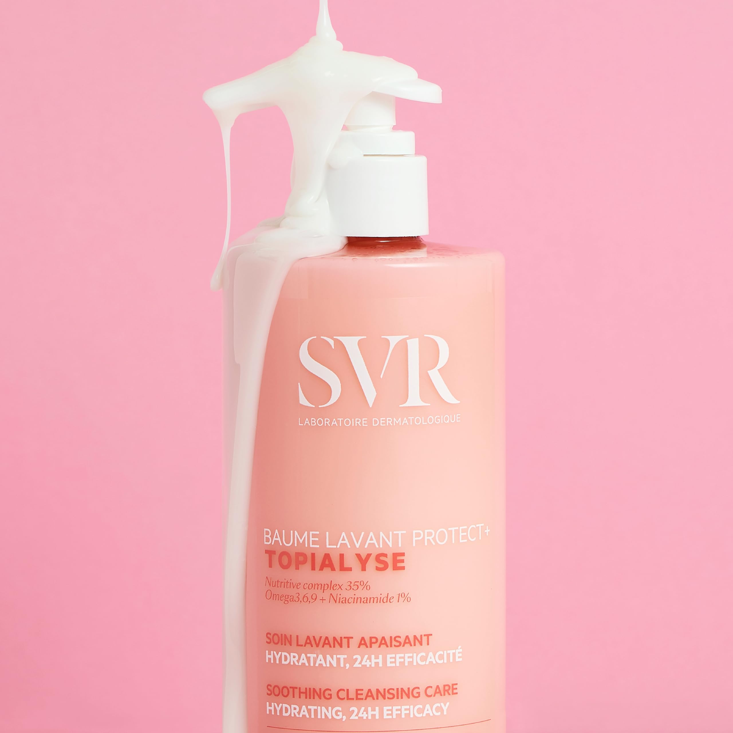 Étiquette SVR Topialyse baume nettoyant indiquant l’absence de parfum