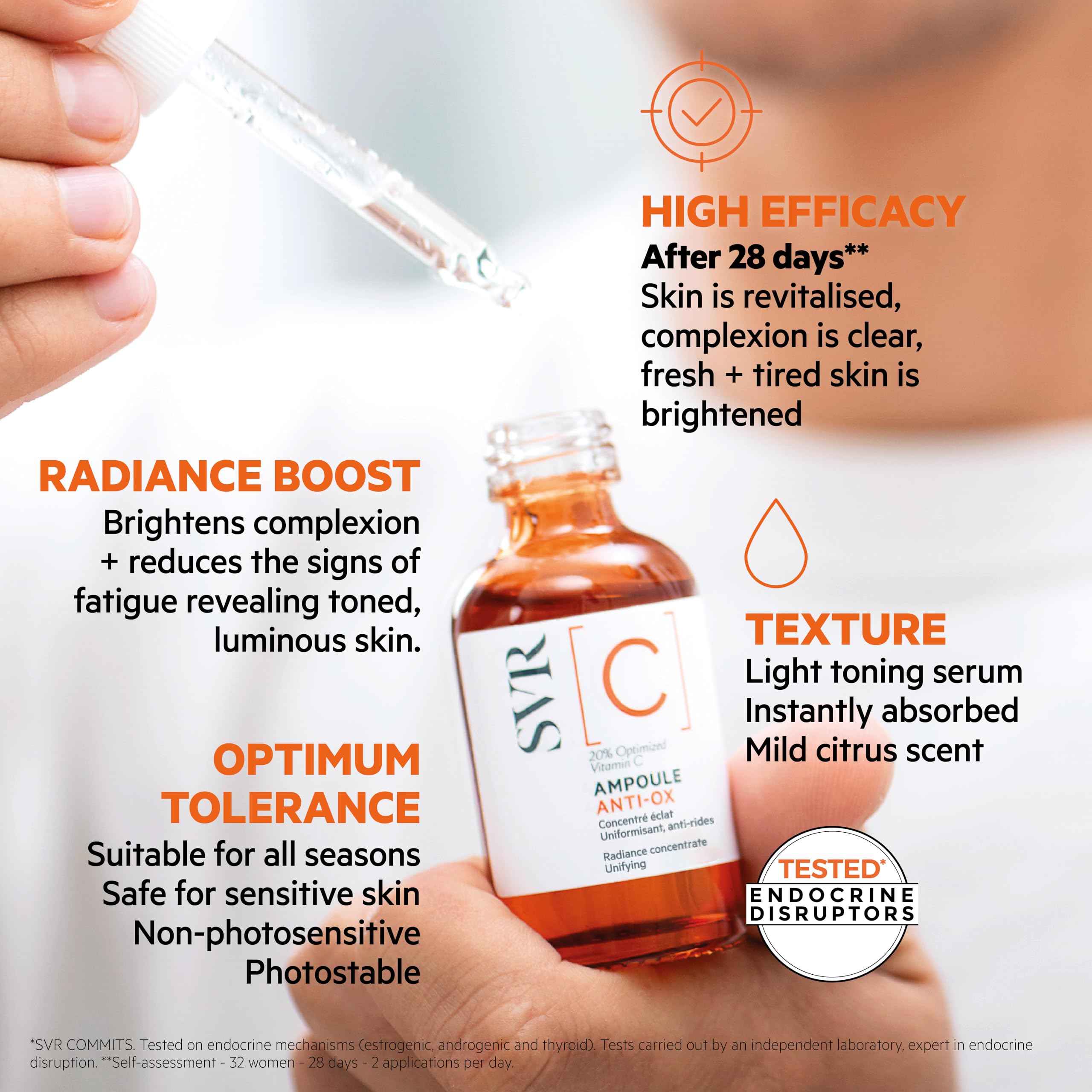 SVR suero de vitamina C, aroma a aloe vera, sensación fresca.