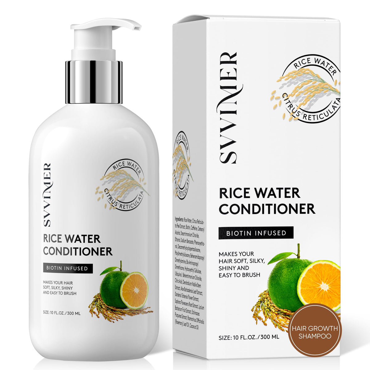 La botella de Svvimer Acondicionador Arroz ofrece hidratación profunda para cabello suave.