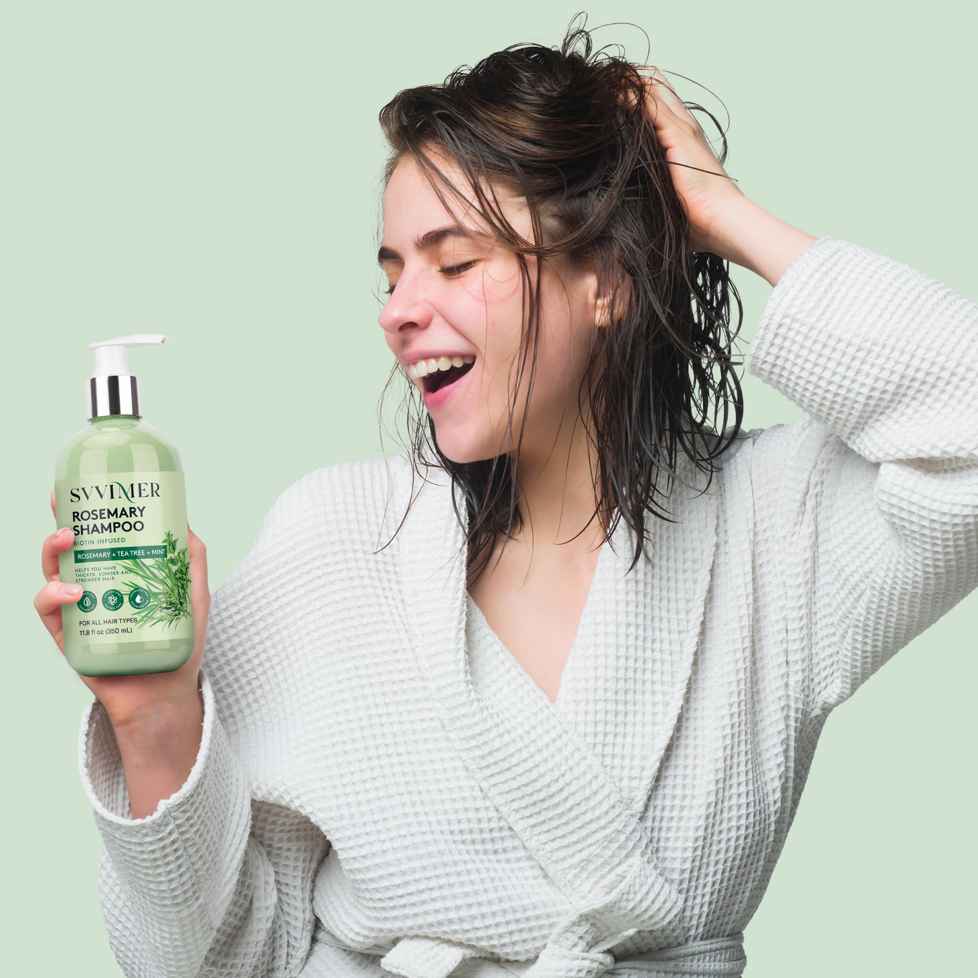 Champú Svvimer con menta y capuchina: sensación fresca y fortalecimiento.