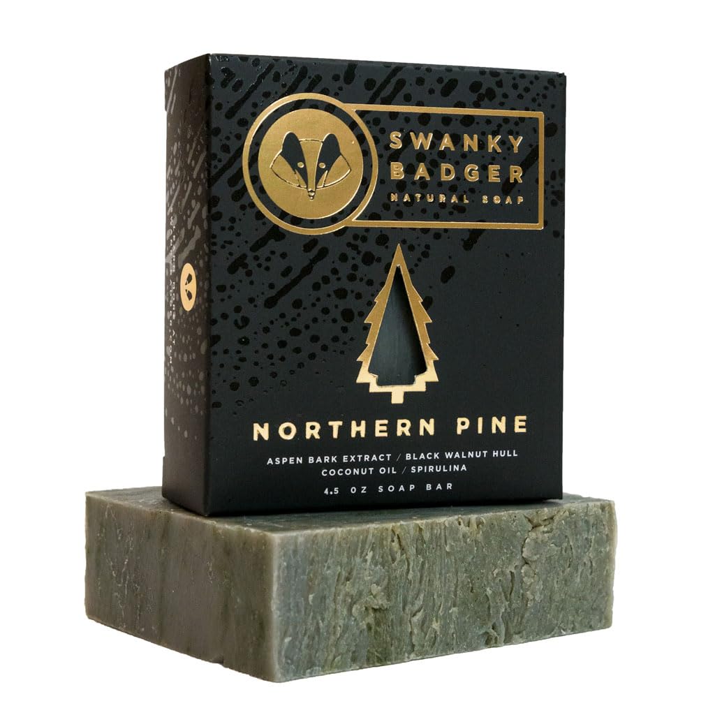 Swanky Badger Northern Pine frasco dispensación para uso diario, sensación suave y agradable.