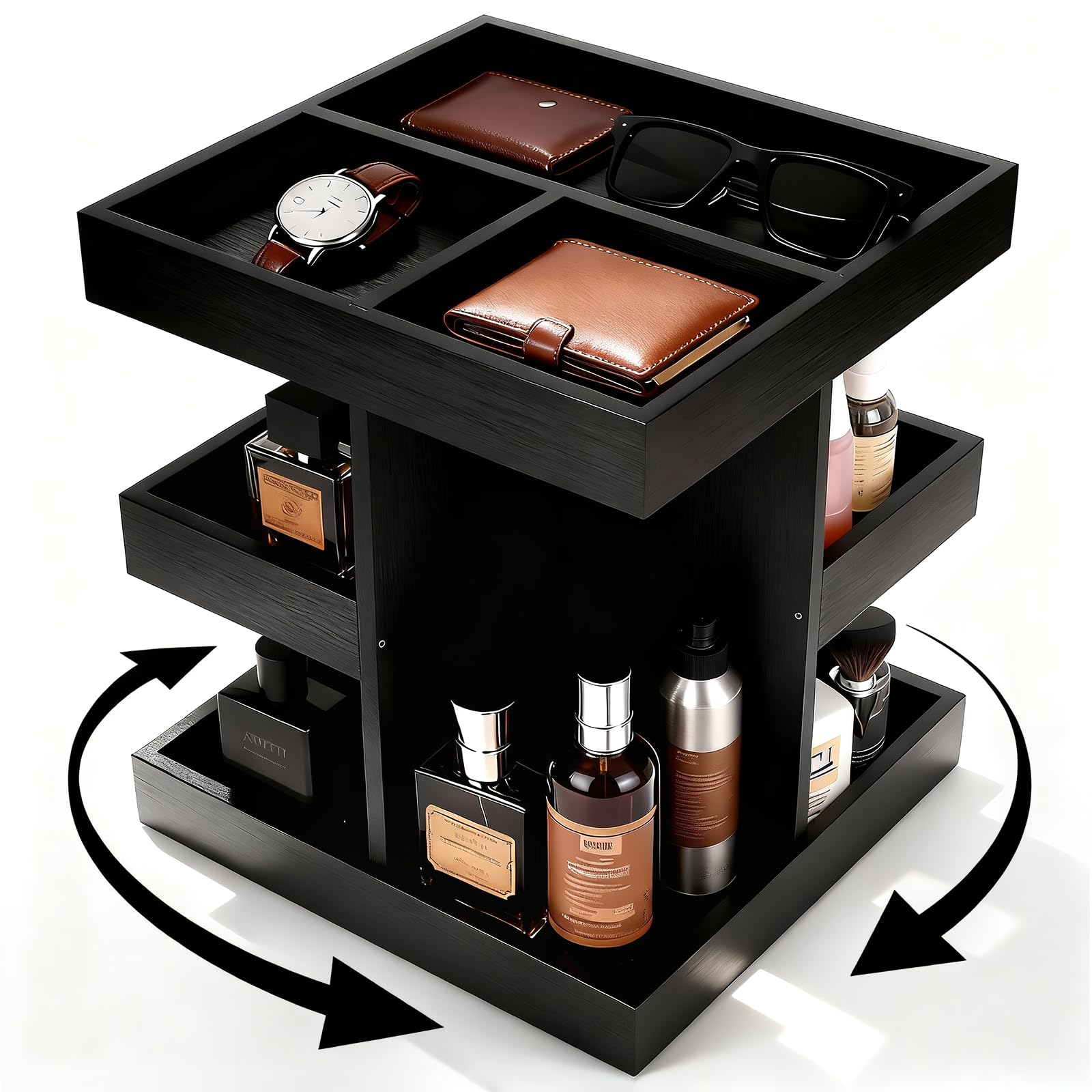 SwartLife organisateur parfums rotatif à 3 niveaux pour un accès rapide et élégant.