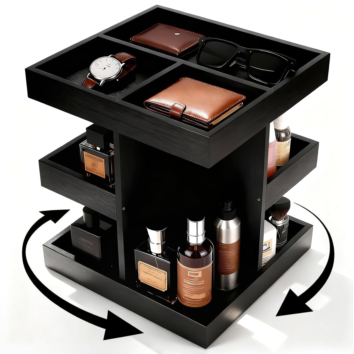 SwartLife organisateur parfums rotatif à 3 niveaux pour un accès rapide et élégant.