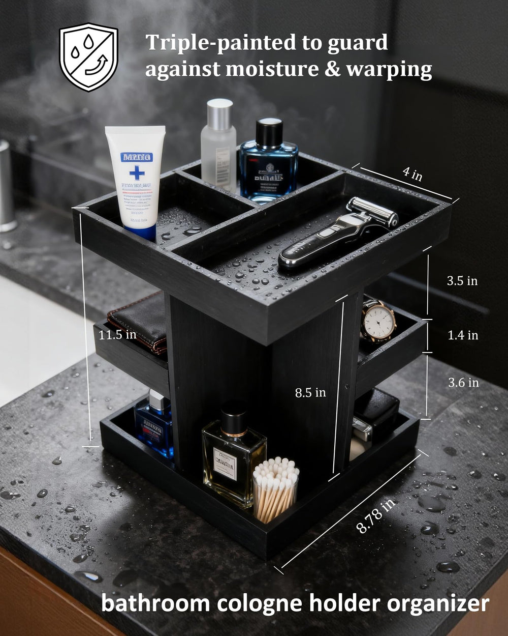 SwartLife portoir parfums rotatif 360 degrés pour un rangement stable.