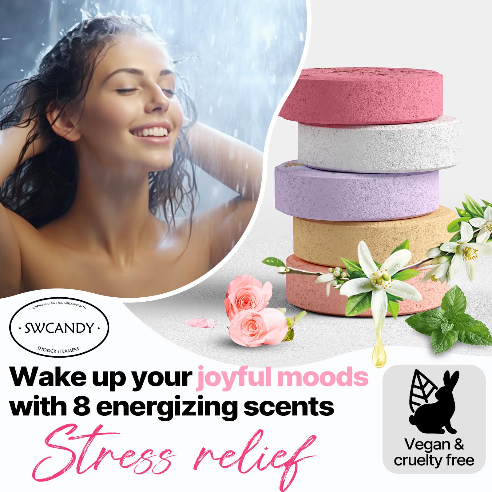SWCANDY Bombas de ducha lavanda para calma y descanso