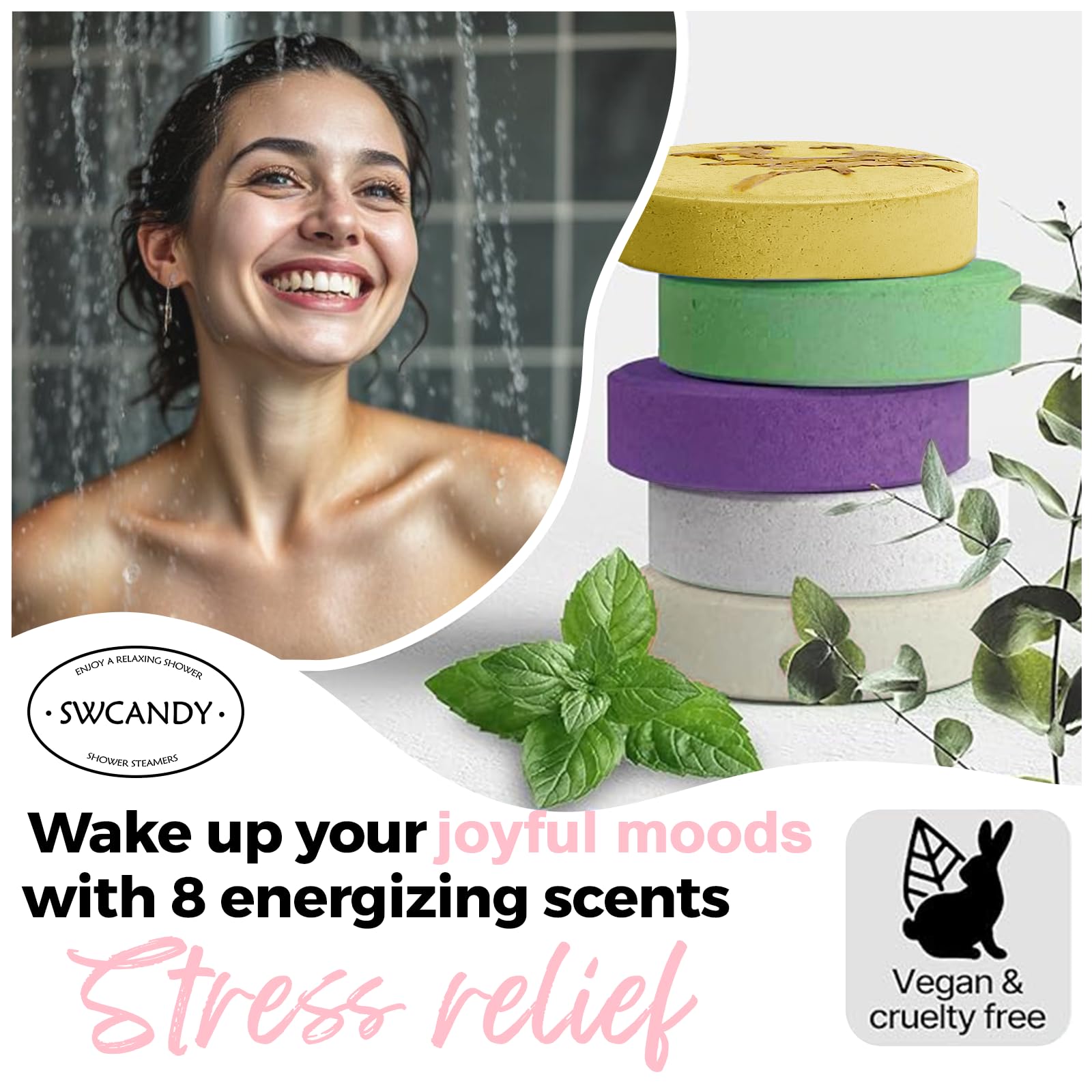 SWCANDY tabletas aromaticas para ducha, fragancias frutales de larga duración