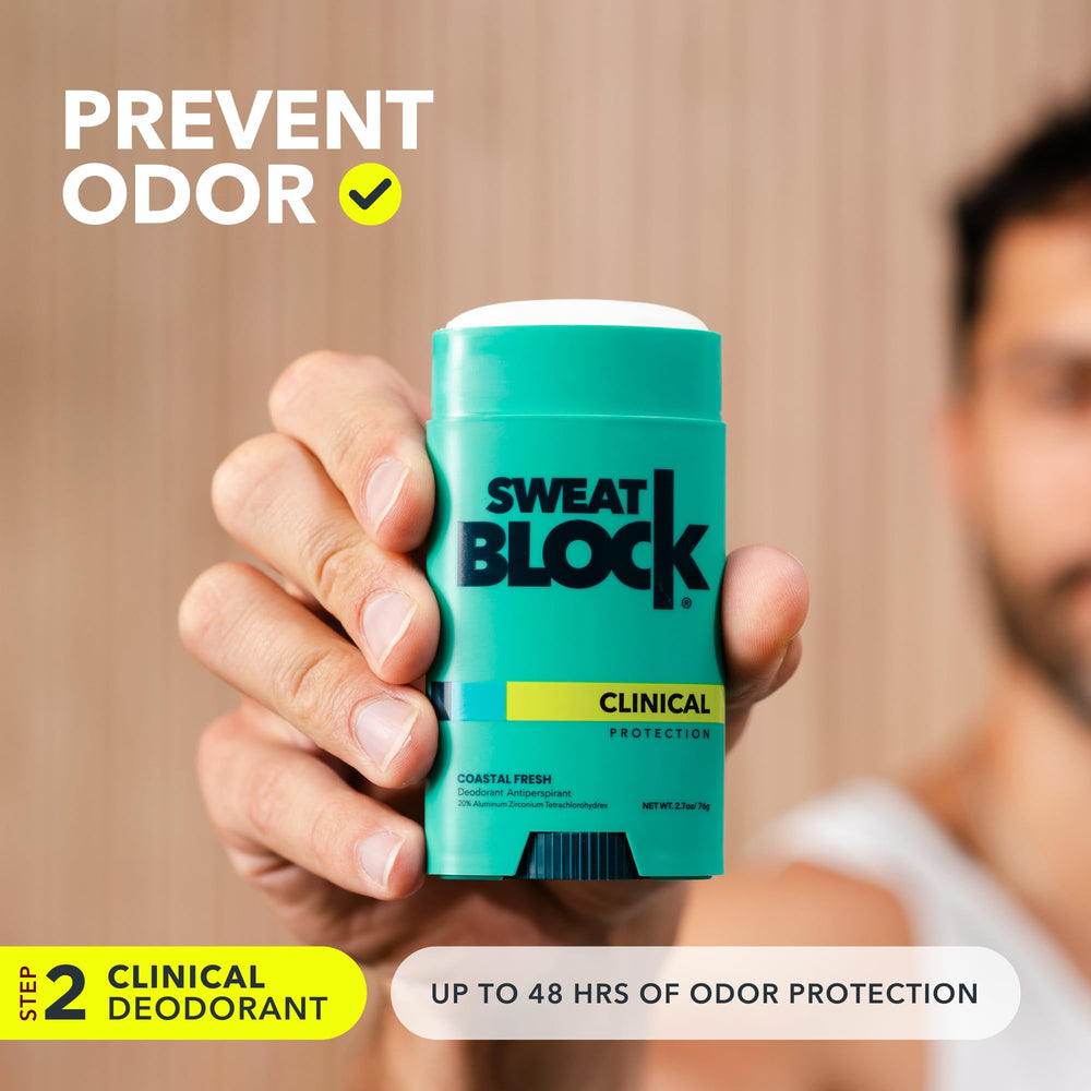 SweatBlock desodorante clínico: aplicación matutina para frescura diaria