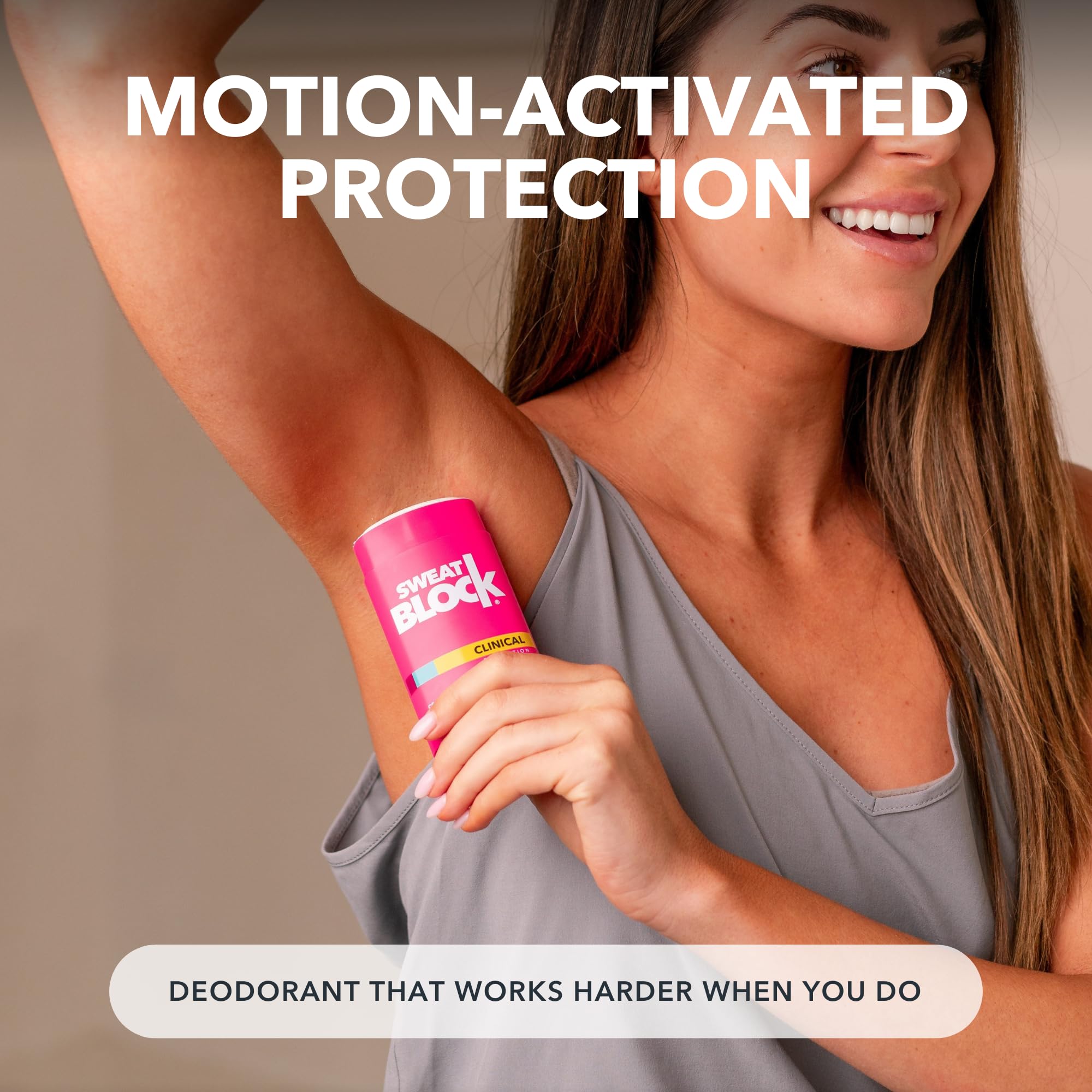 Fórmula pH balanceado de SweatBlock cuida la piel sin irritación.