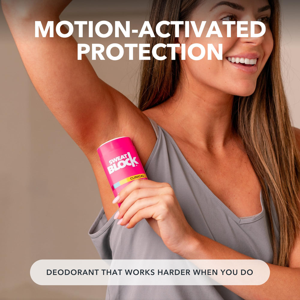 Fórmula pH balanceado de SweatBlock cuida la piel sin irritación.