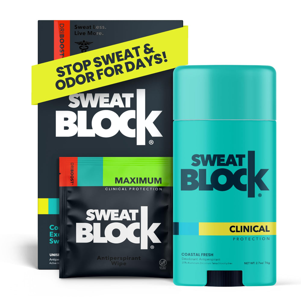 SweatBlock DRIBOOST: toallitas antiperspirante envueltas individualmente para protección nocturna