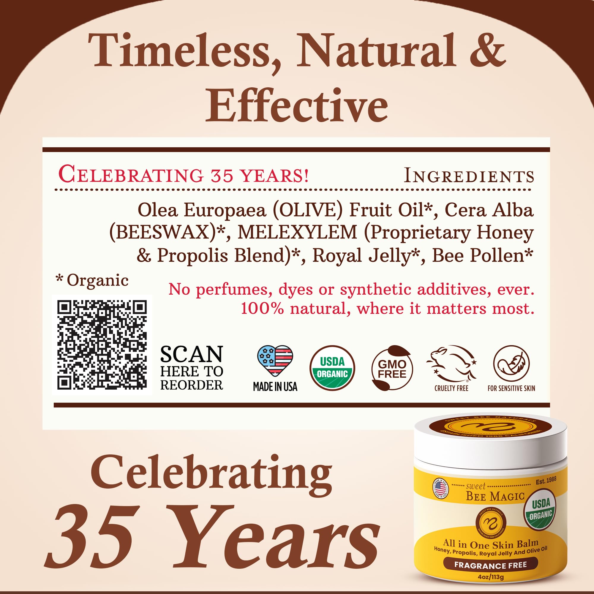 Sweet Bee Naturals bálsamo corporal para piel suave y nutrida.