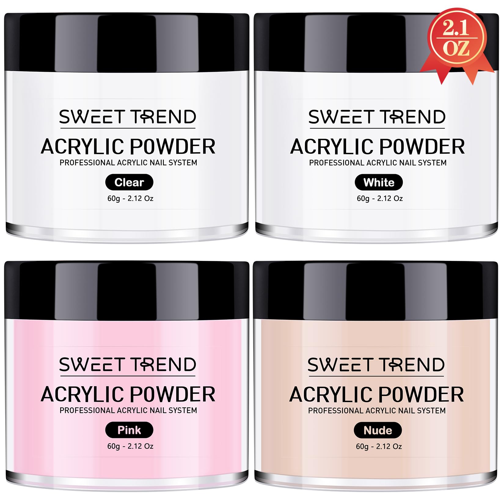 Sweet Trend polvo acrílico claro, acabado suave para uñas naturales y limpias.