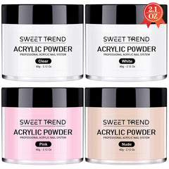 Sweet Trend polvo acrílico claro, acabado suave para uñas naturales y limpias.