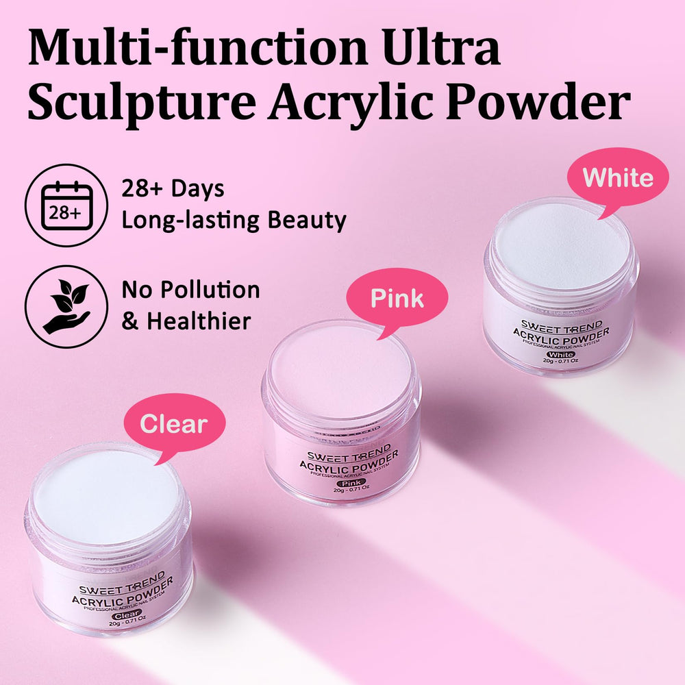 Sweet Trend poudre acrylique blanche 20g: rendu net et couvrant.