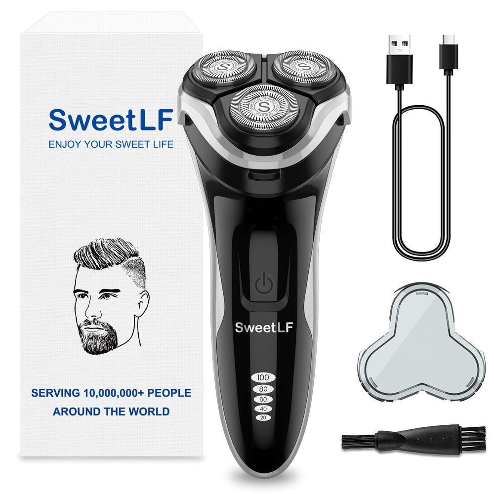 SweetLF Afeitadora eléctrica para hombres, vista frontal, diseño ergonómico para afeitados rápidos.