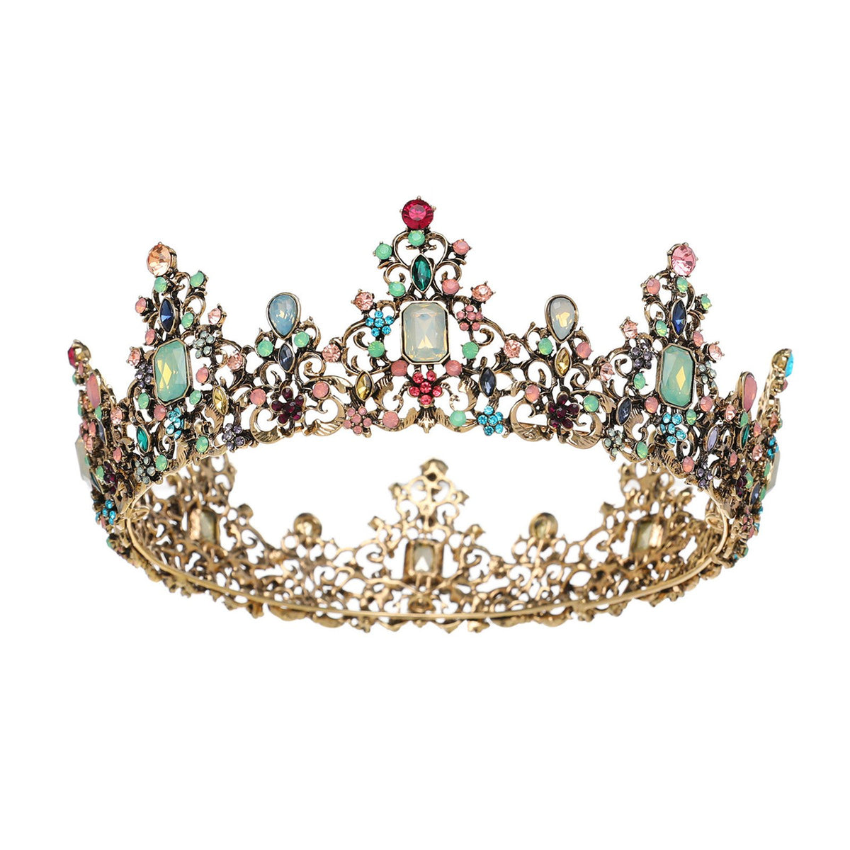 SWEETV Corona Barroca Reina Frente: brillo elegante para bodas y sesiones fotográficas.