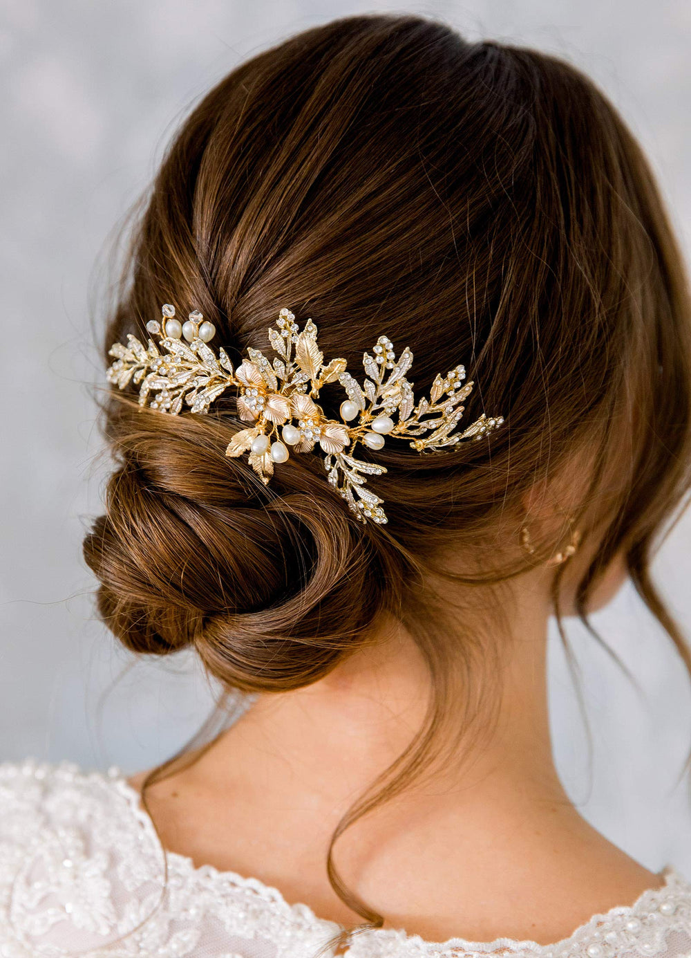 SWEETV peina cabello boda oro: artesania a mano para un look romantico.