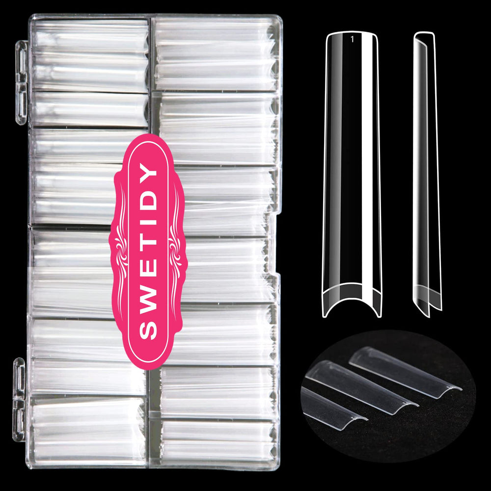 SWETIDY No C Curve 3XL puntas transparentes de media cobertura para uñas acrílicas, duraderas.