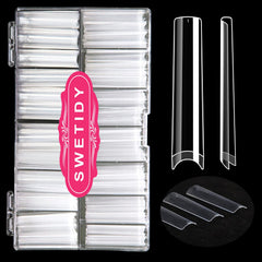 SWETIDY No C Curve 3XL puntas transparentes de media cobertura para uñas acrílicas, duraderas.