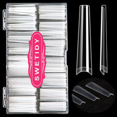 SWETIDY Uñas forma ataúd 3XL claras, acabado natural para salón
