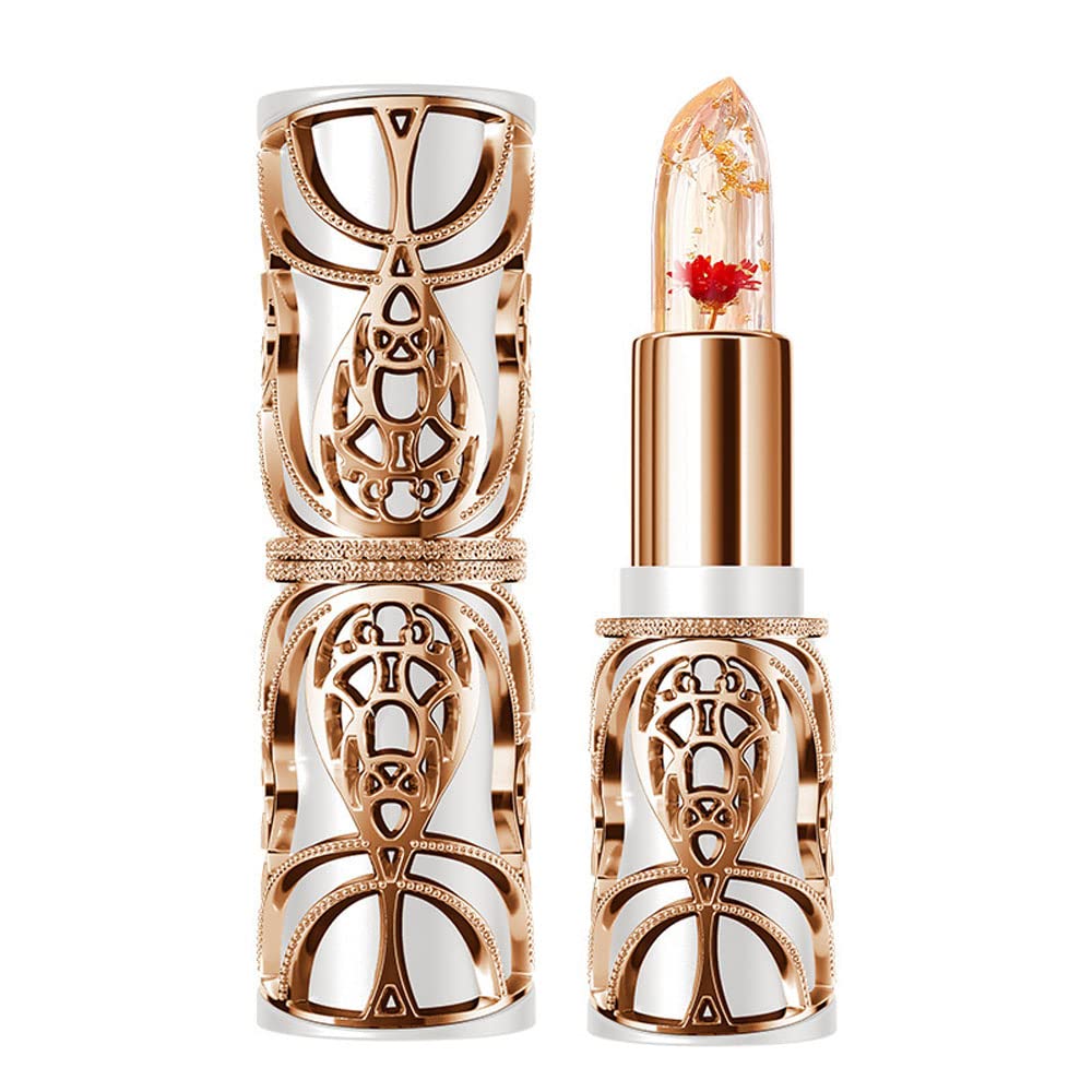 SWETIYOU labial gelatina flor cristal en tubo dorado, diseño lujoso y llamativo.