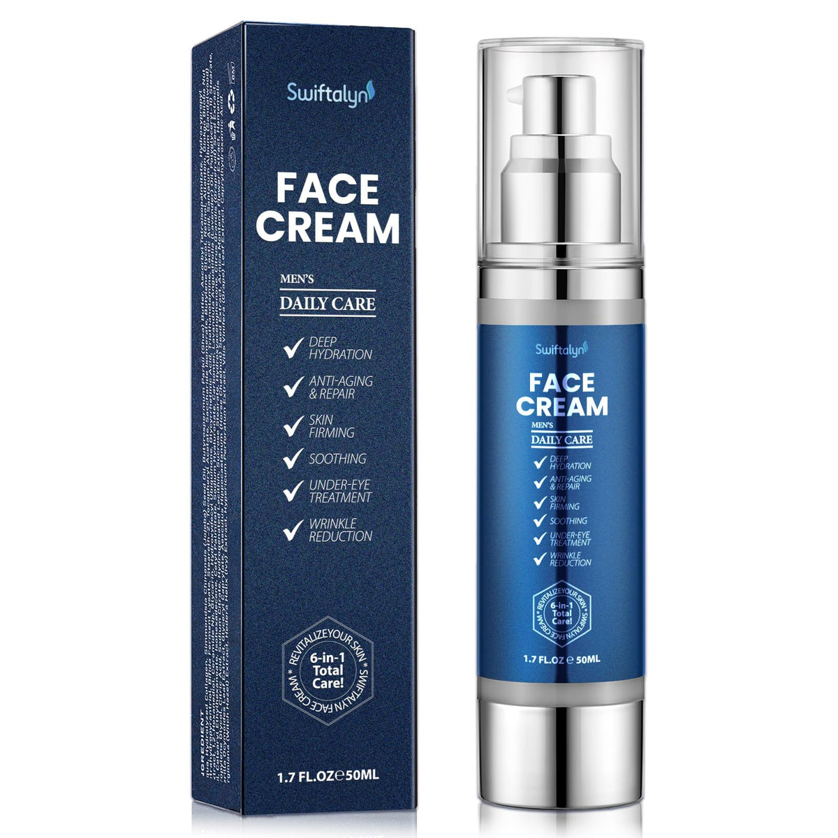 Swiftalyn 6-en-1 crème visage bouteille: hydratation durable pour peau sèche