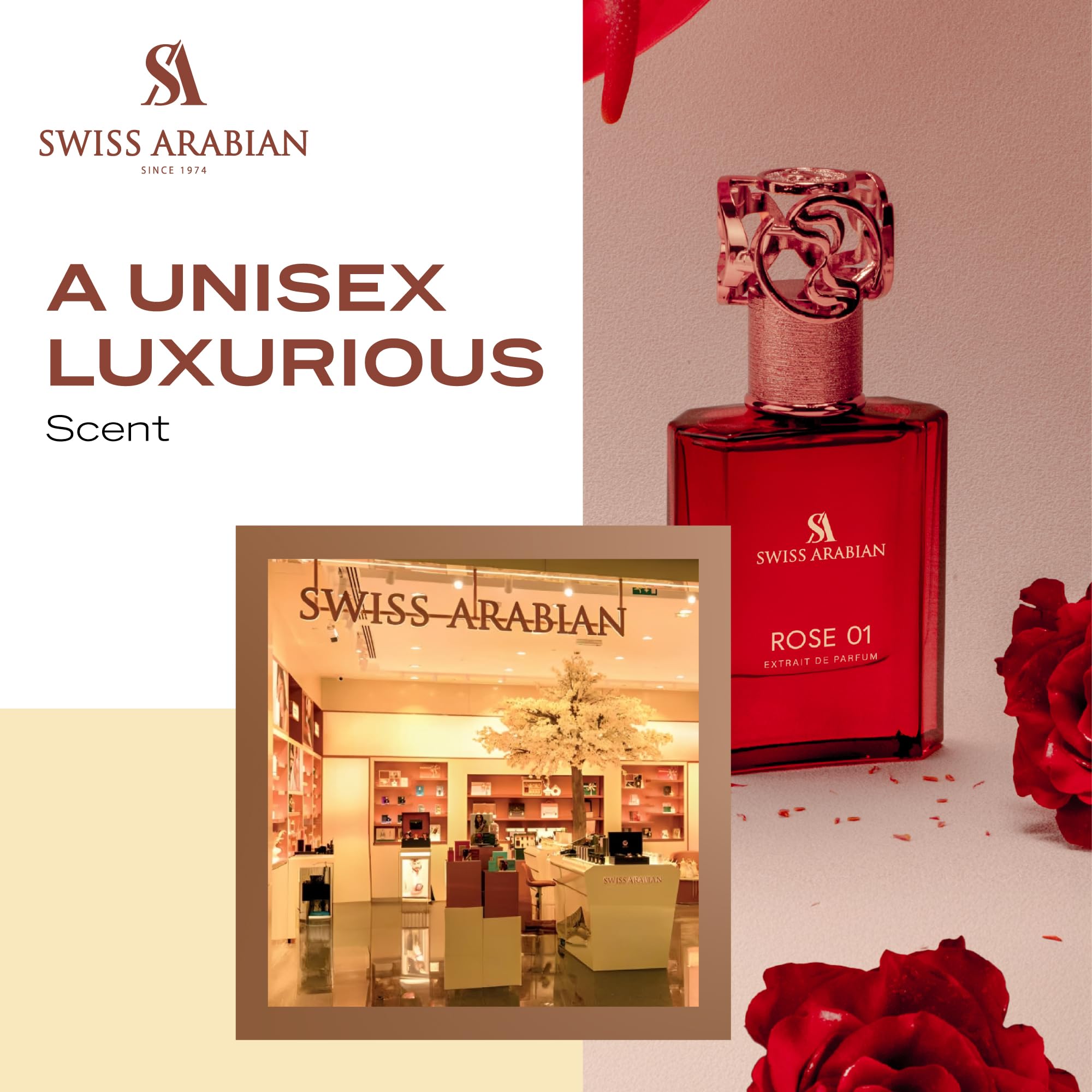 Swiss Arabian Rosa 01 corazón floral con rosas y peonias, aroma romántico