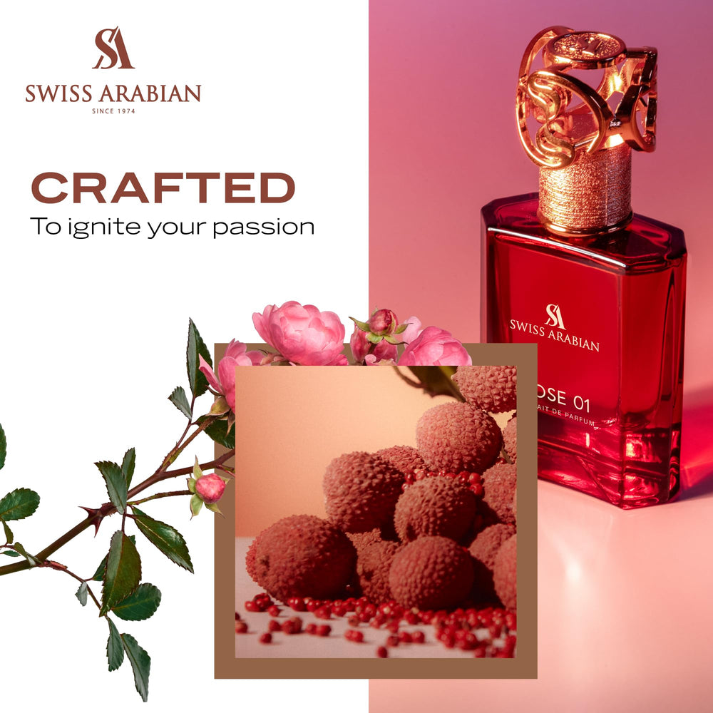 Swiss Arabian Rosa 01 frasco de lujo, diseño elegante para colección